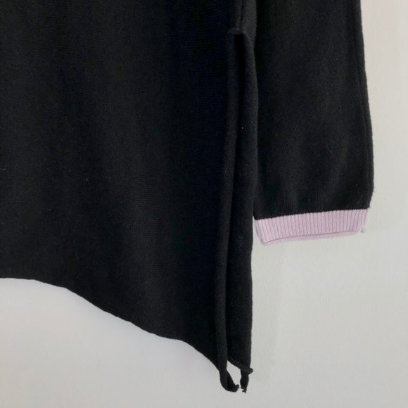 New Cloth by Design Convertible Tie Side Slit Sweater Black Purple Size Medium - Picture 6 of 16